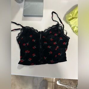 Princess Polly Black and Red Lace Bra Intimates